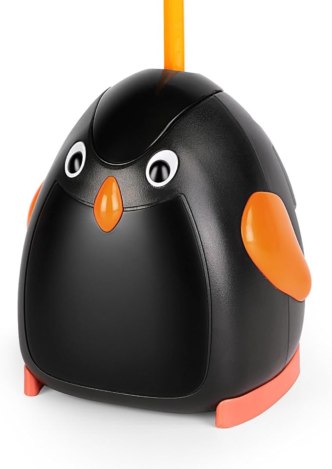 Penguin Battery Operated Pencil Sharpener, Animal-Inspired Desktop Stationery by BOCYTEOPR