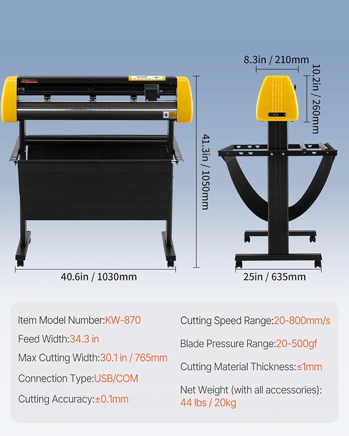 VEVOR Vinyl Cutter Machine, 34 in / 870 mm Max Paper Feed Cutting Plotter - Image 7