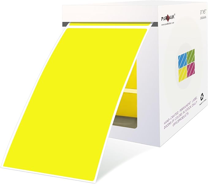 PARLAIM 3 x 5 inch Rectangle Sticker Labels, Fluorescent Yellow by PARLAIM