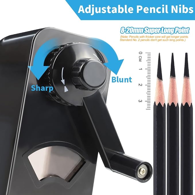 AFMAT Long Point Pencil Sharpener, 8-20mm Long Pencil Nibs, Self-Feed & - Image 3