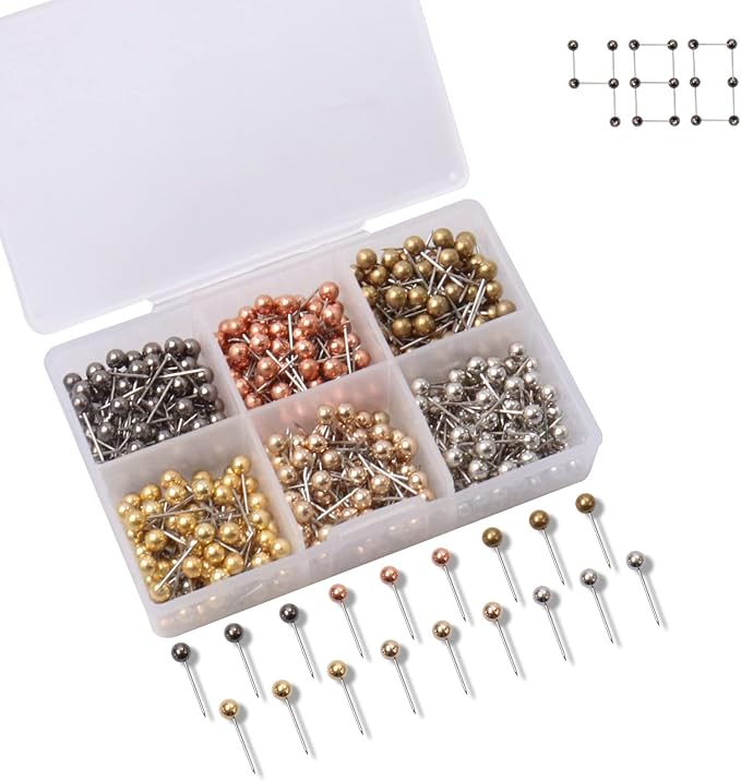 480 PCS Push Pins Metallic Color Map Tacks 1/8 inch Round Head by Vitalili