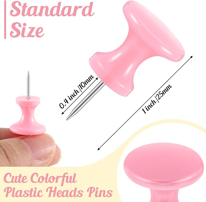 Outus 60 Pcs Giant Push Pins Jumbo Tacks 1/1.8inch Plastic Head - Image 2