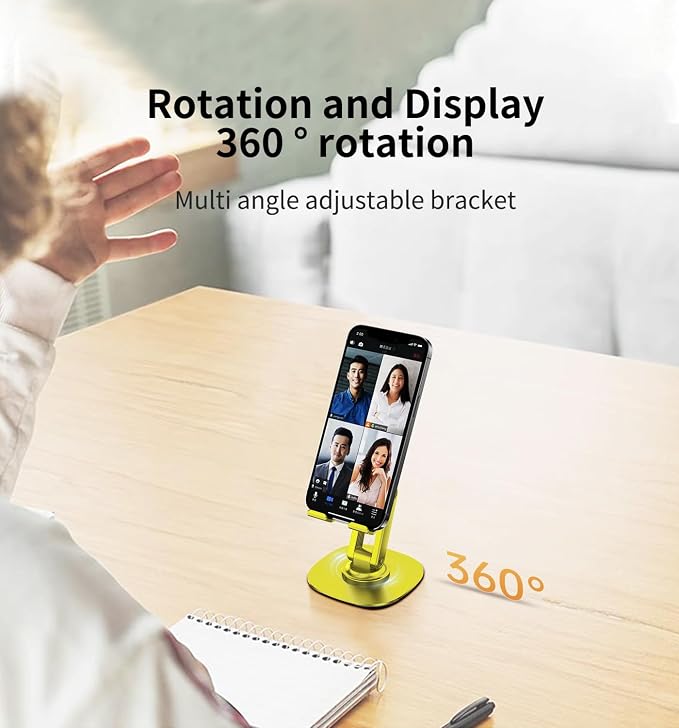 360° Rotating Cell Phone Stand for Desk, Adjustable & Foldable Phone Holder - Image 2