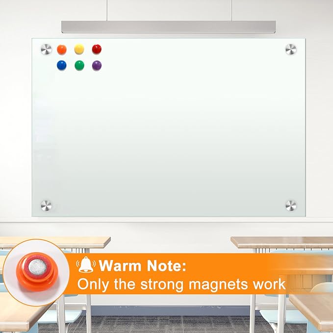 H-Qprobd Dry Erase White Board for Wall 72"x40" Magnetic Glass Frameless Whiteboard Mount for Home School Supplies or Home Office Decor, Includes 8 Magnets, 8 Markers and 2 Erasers-DeskLoop Office