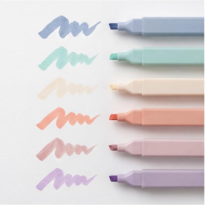 konket 6pcs Pastel Highlighters Aesthetic Cute Highlighters Double Head - Image 2