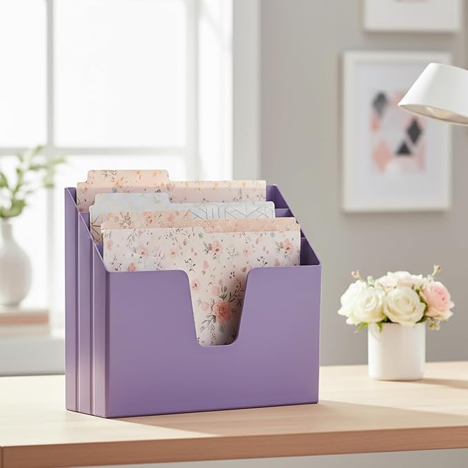 Acrimet Horizontal Triple File Folder Holder Organizer, Open Top Desktop - Image 4