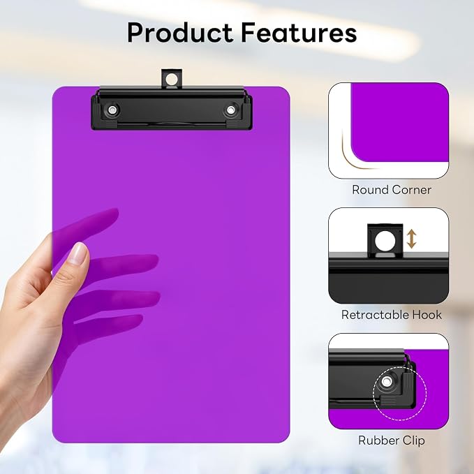 6 Pack Colorful Small Clipboard, A5 Mini Clip Board | Black Clip, 9 x 6" - Image 3