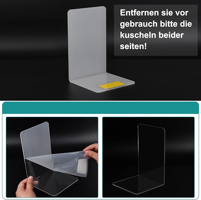 Adwikoso Clear Acrylic Book Ends, Non-Slip Book Holder Stand, Decorative Book - Image 4