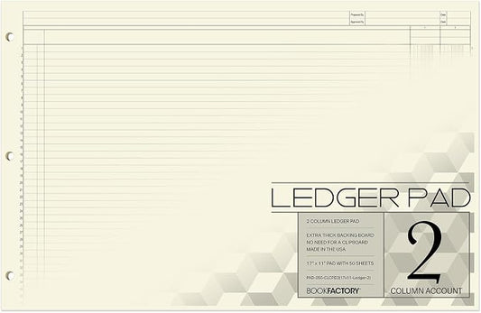 BookFactory Ledger Pad/Large 2 Column Accounting Ledger Columnar Pads by BookFactory