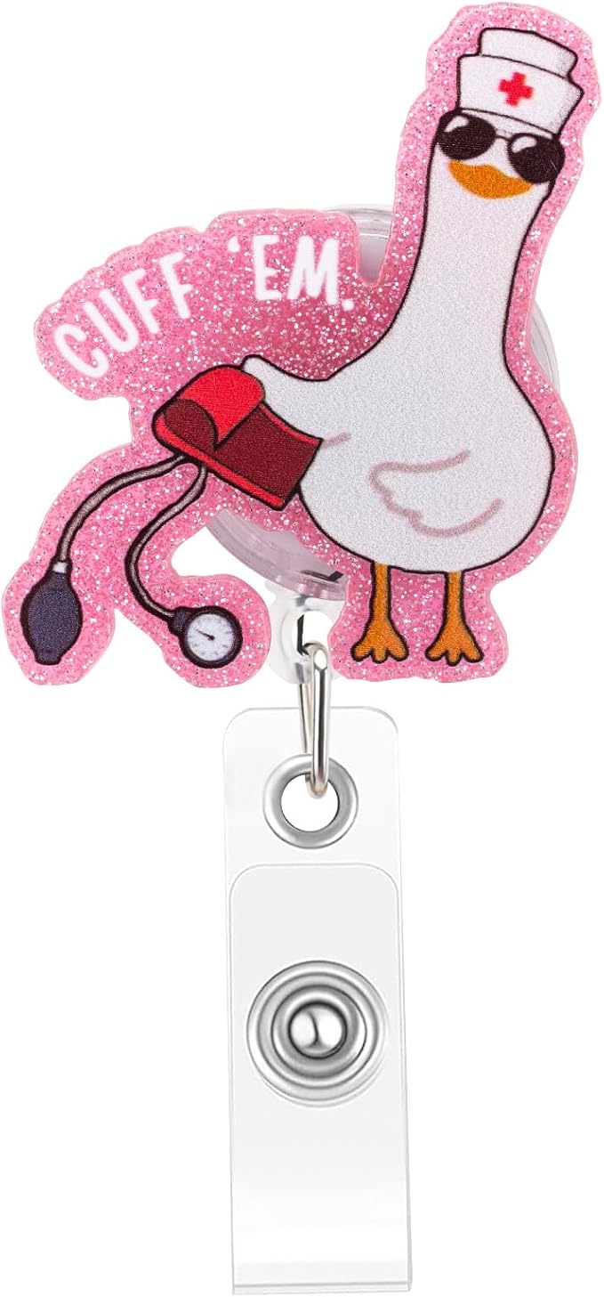 Funny Goose Nurse Badge Reel, Cuff 'Em Badge Holder by Mahrokh