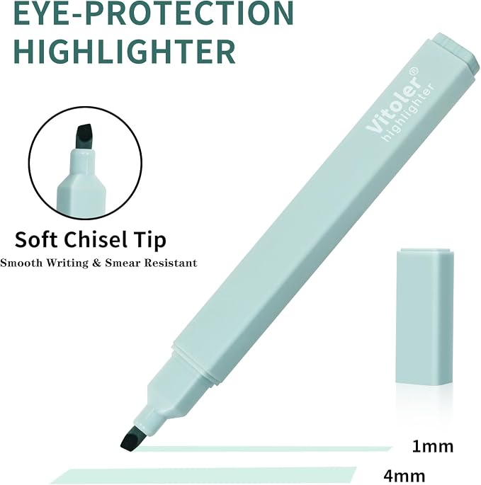 Piochoo Highlighters and Pens Set, 6 Aesthetic Highlighters and 6 Black Ink Gel - Image 3