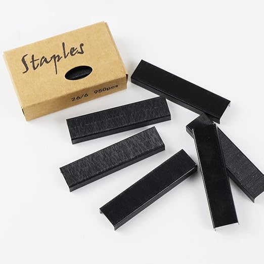 Black 26/6 Standard Staple Set 12mm Width 1000/Box 4 Boxes/Pack 4000 Count - Image 4