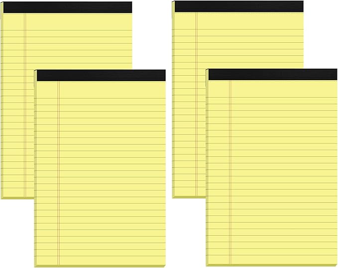 Small Note Pads 5x8 Yellow – 4 Pack, 80gsm Premium Thick Paper, 30 Sheets/ 60 by notepads