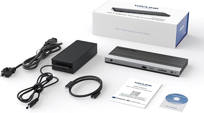 WAVLINK USB C Docking Station 3 Monitor with 100W PD, USB-C Laptop Dock Triple Display for Dell Hp Lenovo Windows, Type C Adapter Hub - Dual HDMI, DisplayPort, Ethernet, 4 USB3.0, SD/TF Slot, Audio-DeskLoop Office