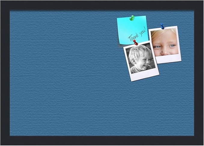 PinPix 19x13 Inch Cork Bulletin Board. This Decorative Framed Pin Board Comes with Navy Pastel Design and a Satin Black Frame. Ideal for Home Office Decor or Message Board (PinPix-1811)-DeskLoop Office