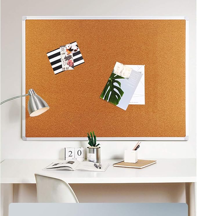BIBOC Cork Bulletin Board,Cork Board,Felt Board, Pin Board, Notice Board, Memo Board for Homes or Offices,18 X 24 Inches, Silver Aluminium Frame-DeskLoop Office