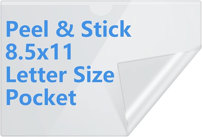 8.5" x 11" Peel & Stick Letter Size Pocket, Crystal Clear 8.5 x 11 Adhesive - Image 7
