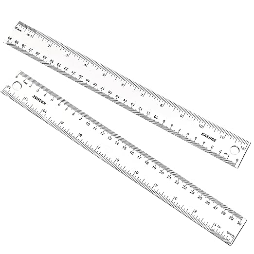 Plastic Ruler 12 inch, Centimeters, Millimeters, Straight Measuring Tools by KASBEE
