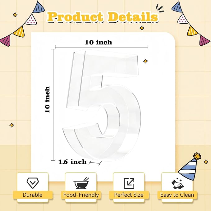 Ledido 10’’ Acrylic Number Charcuterie Board Box, Reusable Fillable Serving Tray - Image 3