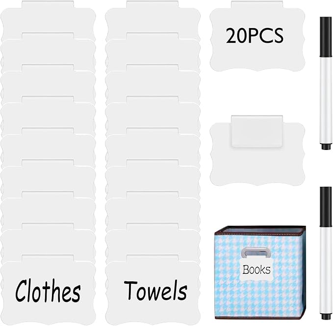Basket Labels Clip, Include 20 Kitchen Clip Label Holder Removable PVC Bin by badigo