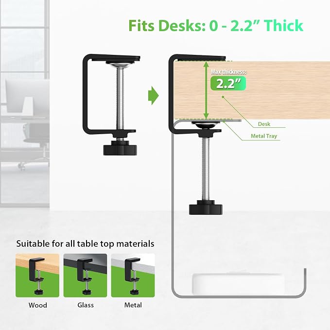 KEEGH 16" Under Desk Cable Management Tray, 2 Pack Desk Cord Organizer Upgrade - Image 7