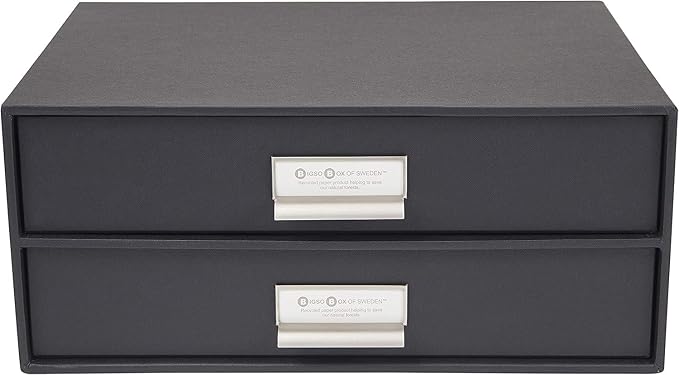 Bigso Box of Sweden Birger 2-Drawer Fiberboard Label Frame Document Letter Box - Image 4