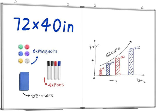 72"X 40" Large Magnetic Dry Erase Whiteboard, Removable Wall Hanging Board by MifuroOfficeProduct