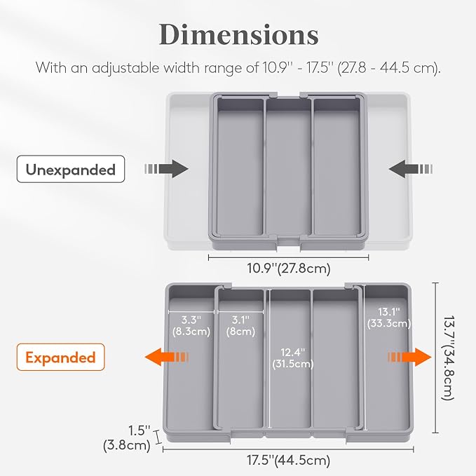 Lifewit Utensil Organizer for Kitchen Drawers, Expandable Cooking Utensil Tray - Image 2
