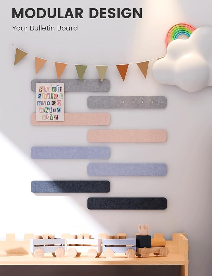 Fluxynara Cork Board Alternative Felt Strip Board 8-Pack 13"x2", Office Pin - Image 5