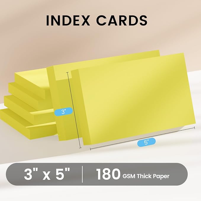 Index Cards 3x5 Inch, Flash Cards, Blank Yellow Note Cards Paper - Image 2