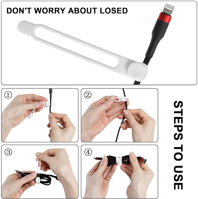16Pcs 4.2" Silicone Cable Ties Cord Organizer - Image 3