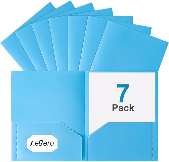 Aegero Plastic Folders with Pockets, Durable Heavy Duty File Folders with by Unknown