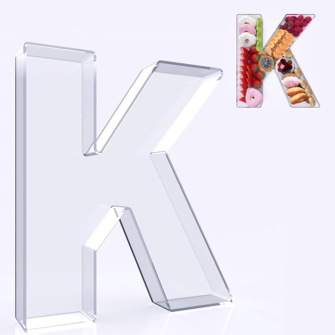 11" Acrylic Letter Charcuterie Box, Reusable Fillable Alphabet Number Shaped by RUFHVTY