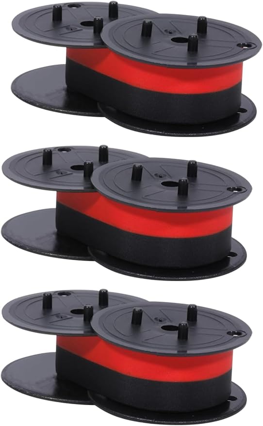 3-Pack Universal Twin Spool Calculator Ribbon, More High Ink Content Version, Compatible with GR24 Porelon 11216 Replacement for Nukote BR80c, Sharp El 1197 P III, Dataproducts R3027,Black/Red-DeskLoop Office