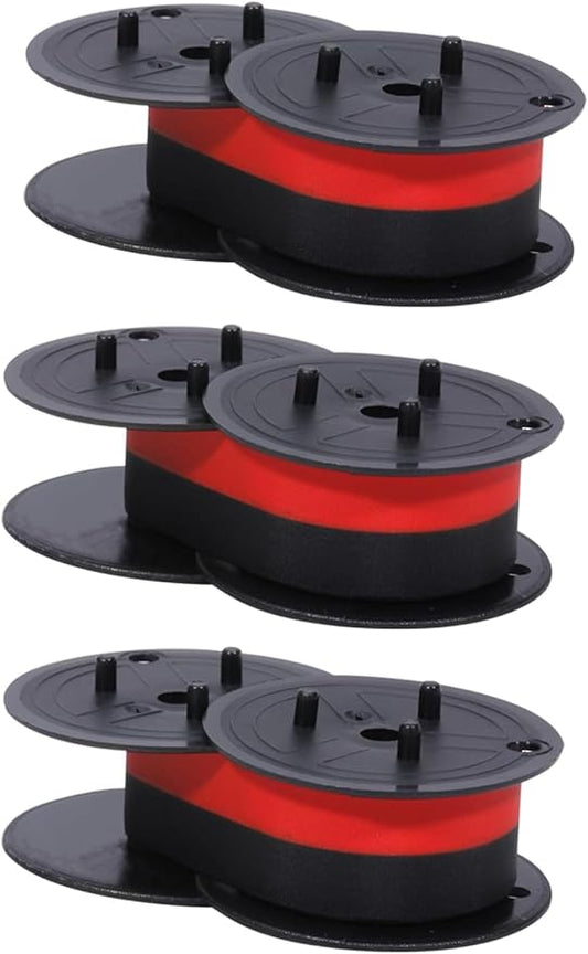 3-Pack Universal Twin Spool Calculator Ribbon, More High Ink Content Version, Compatible with GR24 Porelon 11216 Replacement for Nukote BR80c, Sharp El 1197 P III, Dataproducts R3027,Black/Red-DeskLoop Office
