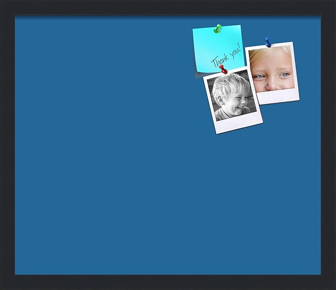 PinPix 20x17 Inch Cork Bulletin Board. This Decorative Framed Pin Board Comes with Navy Pastel Design and a Satin Black Frame. Ideal for Home Office Decor or Message Board (PinPix-1811)-DeskLoop Office