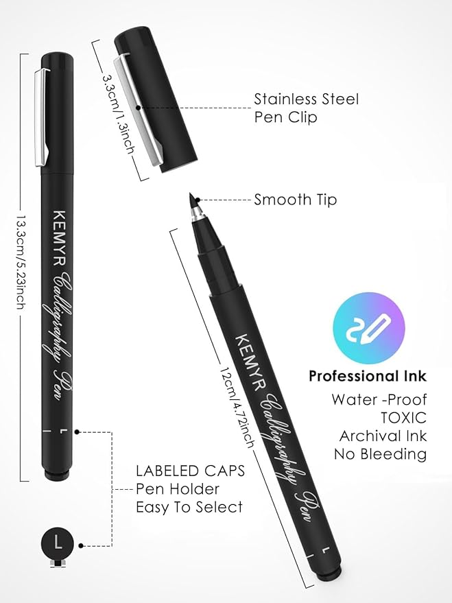 4 Micro Fine liner Drawing Art Pens Calligraphy Pens: E2.0 Size Black Art supplies Waterproof Archival Black Ink Markers For Artists,Use for Professional Watercolor,Sketching-DeskLoop Office