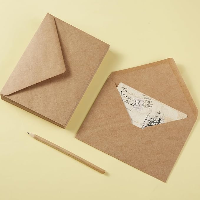 50 Pack A6 Envelopes with Stickers Brown, 6 1/2 x 4 3/4 Inches | 4x6 Envelopes - Image 3