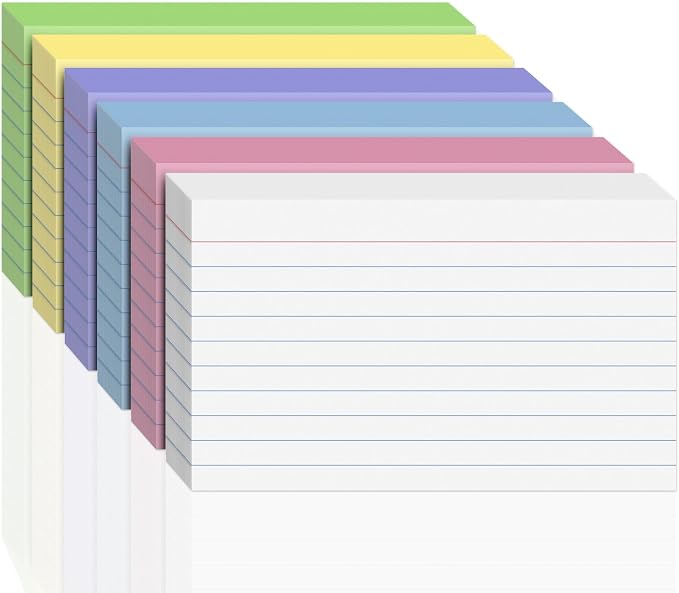 300PCS Index Cards 3 x 5 Inch, Colored Flash Cards, Lined Flashcards Notecards by WAYISUL