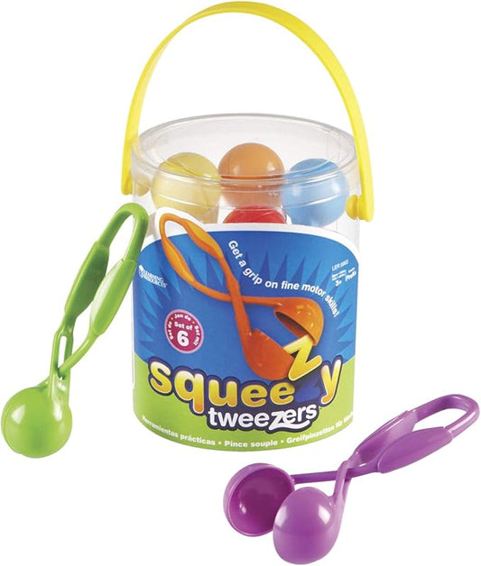 Learning Resources Squeezy Tweezers, Fine Motor Tools for Toddlers, Assorted Colors, Set of 6, Ages 3+