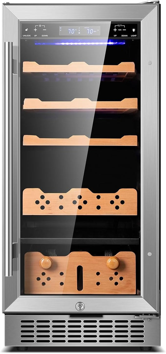 Electric Cigar Humidor Cabinet 88L, Tylza Electric Humidors for Cigars with Temp & Humidity Control, Silent Compressor, Reversible Door, Refrigerator, Cigar Humidors with Cedar Wood Shelves, 546 Count-DeskLoop Office