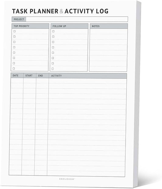 Task Planner & Tracker 8.5 x 11 Tear-Off 70 Sheet Planner Pad – Project by Emblissom