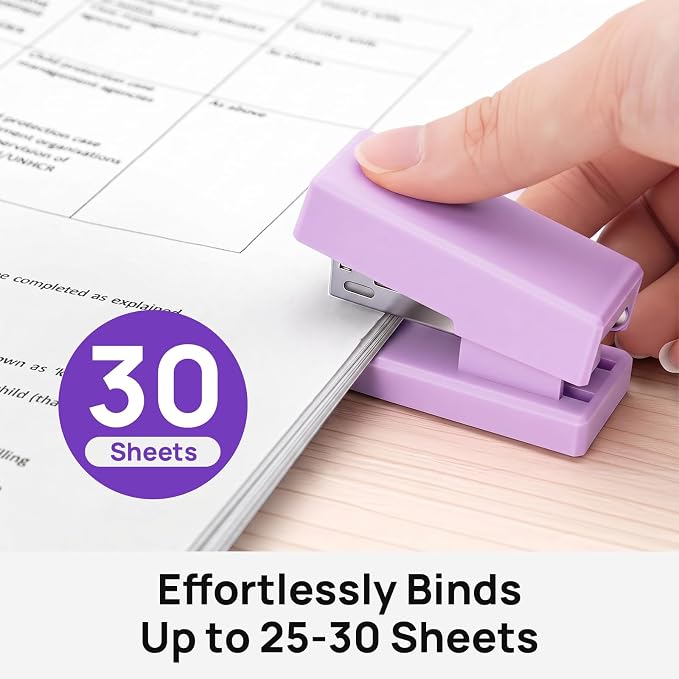 Mini Stapler with 2000 Staples, 30 Sheet Capacity, Jam-Free Small Desktop - Image 4