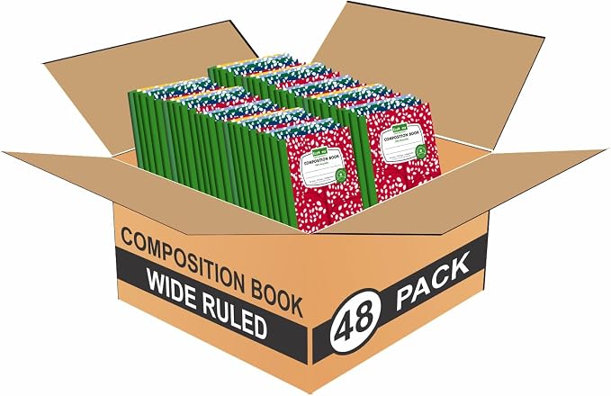 Composition Notebooks Pack of 48 Wide Ruled 200 Pages 9.75"x7.5" Back to School by Econama