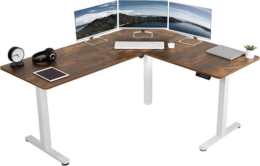 VIVO Electric Corner 63 x 55 inch L-Shaped Standing Desk, Memory Height by VIVO
