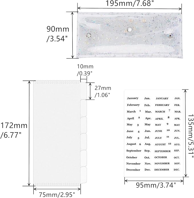 Cash Envelope Wallet 6-Tab Divider Pockets Cash Stuffing Envelopes Glitter PVC - Image 3