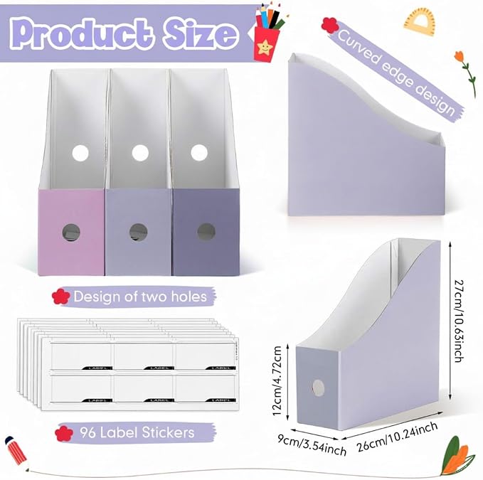 Colarr 48 Pcs Cardboard Magazine Holders 12 Colors Magazine Storage Box - Image 2