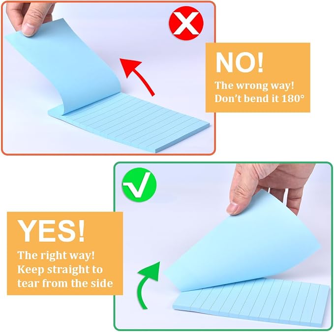 9 Pack Lined Sticky Notes 4x6 in Bright Colors Self-Stick Note Pads - Image 4