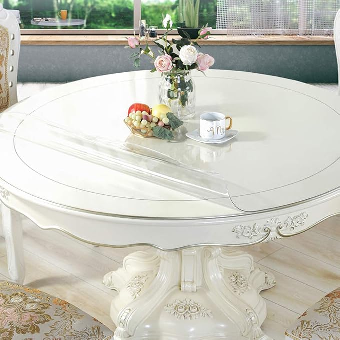 Wadrac 1.5mm Thick 48 Inch Round Dining Table Protector Non-Slip Clear Plastic - Image 2