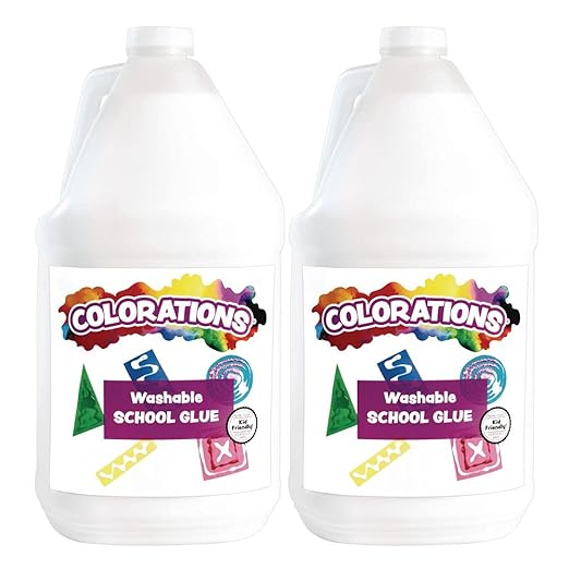 Colorations White School Liquid Glue, 2 Gallons, Dries Clear, Gluing, Crafts, School Supplies, Classroom, Projects, Washable School Glue, Non-Toxic-DeskLoop Office